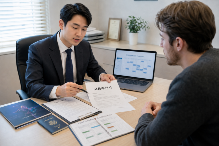 e6비자 발급 고용추천서 사증발급인정서 외국인등록 서류 신청 예술연예 공연흥행 프로운동선수 비자 대행